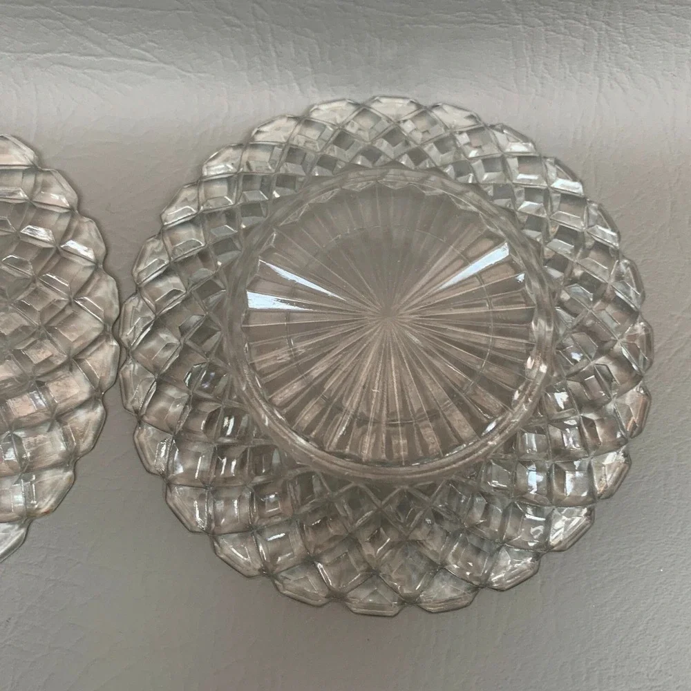 Anchor Hocking Waterford Clear Depression Glass Bread and Butter Plate Waffle 6